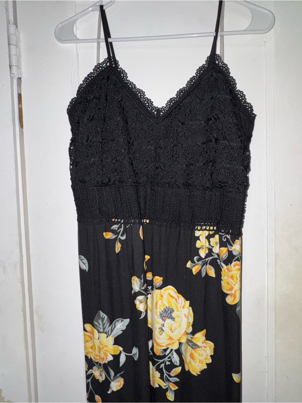 No Boundaries Black Maxi Dress with Yellow Floral Print